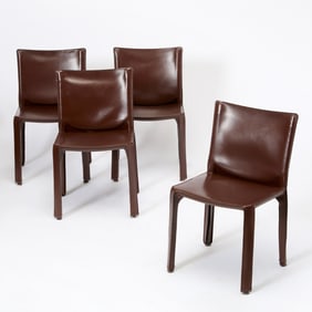 Set of Four Mario Bellini Leather "CAB" Side Chairs