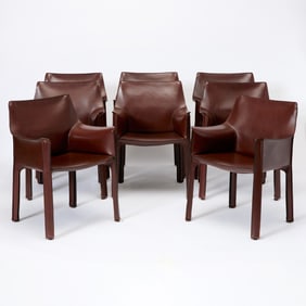 Set of Eight Mario Bellini for Cassina Leather "CAB" Armchairs