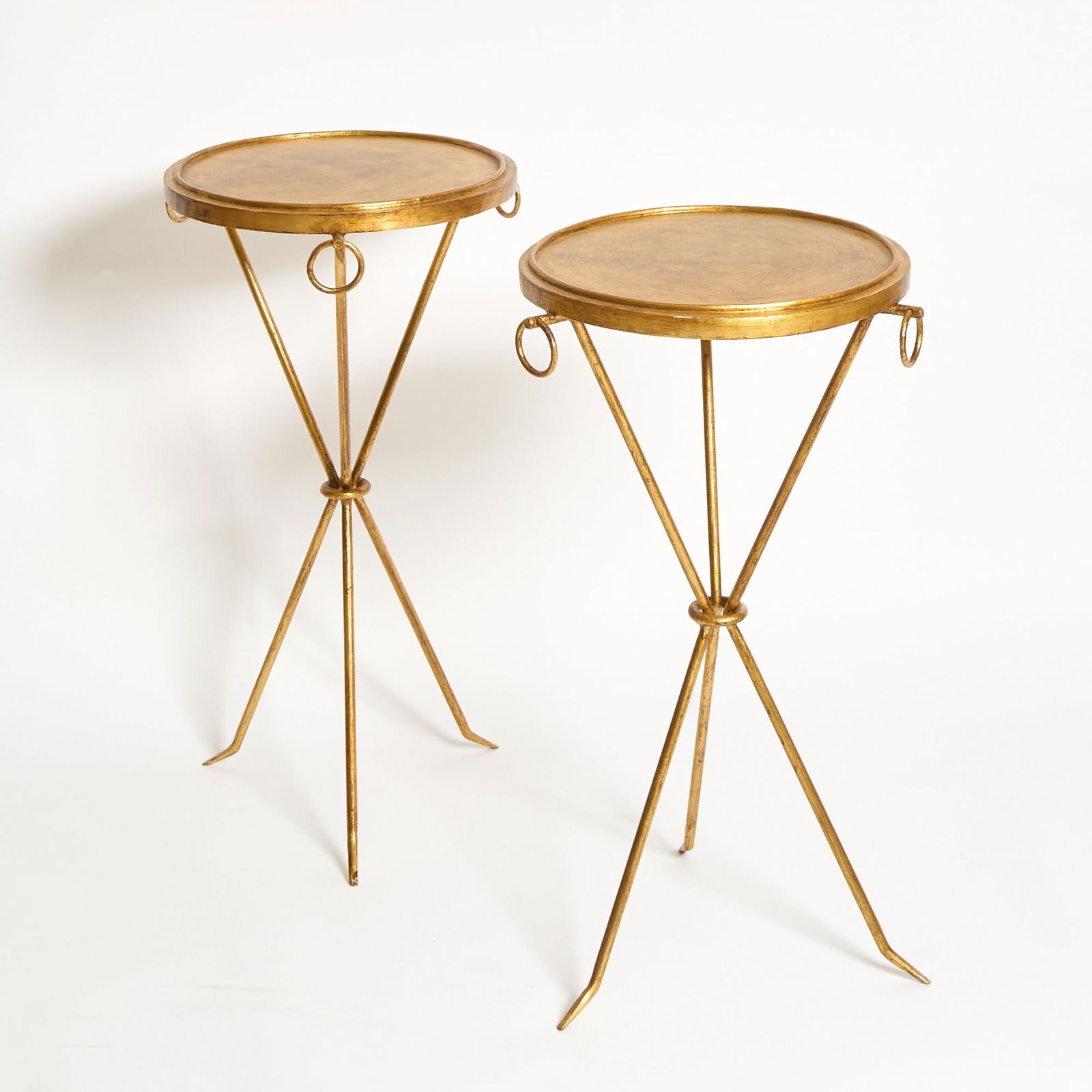 Pair of Jean Michel Frank Style Gilt Iron Occasional Tables (1 of 2)