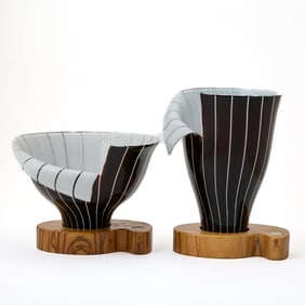 Two Toni Zuccheri for Barovier & Toso Murano Blown Glass Spacchi Vases