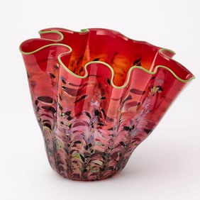 Dale Chihuly Blown Glass Ruby Macchia Vessel
