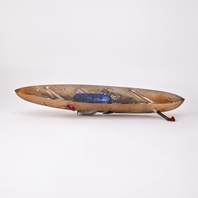 Bertil Vallien for Kosta Boda Cast Glass Boat Sculpture