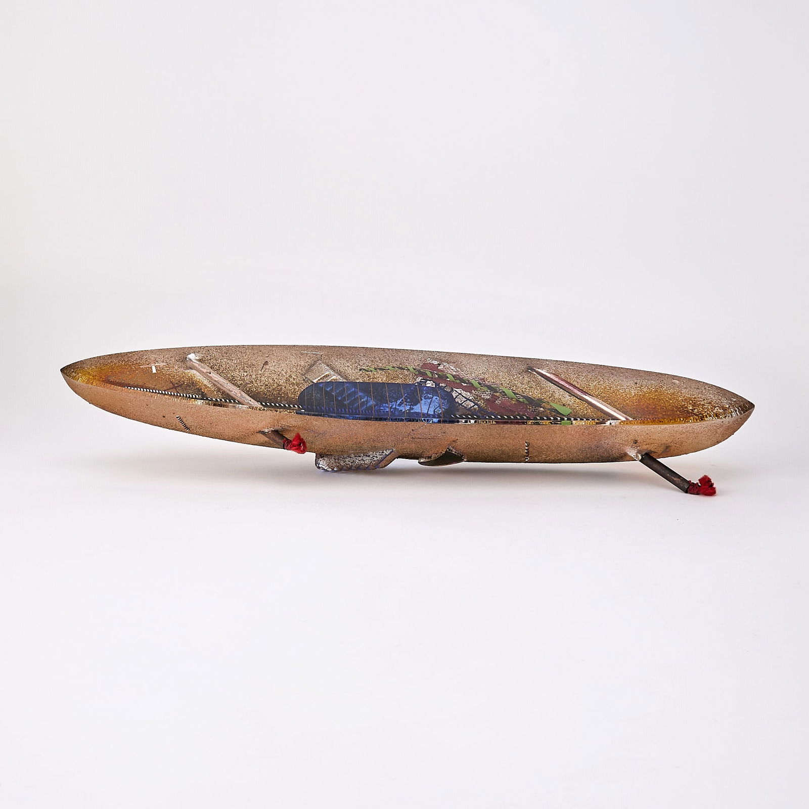 Bertil Vallien for Kosta Boda Cast Glass Boat Sculpture: Early 1990s Engraved B. Valien KOSTA BODA 305880259. Height 3 3/8 inches, length 19 5/8 inches. appears to be in generally good condition; there are some light scratch mark