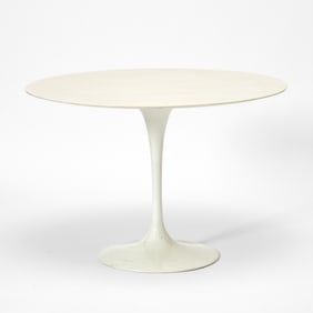 Eero Saarinen White Enameled Steel and Marble “Tulip” Dining Table