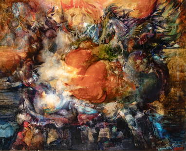 Branka Brmbota: Croatian, b. 1939Untitled, 1968Signed and dated Branka Brmbota 68 (lr)Oil on canvas31 1/2 x 39 1/4 inches (80 x 100 cm) (Framed: 33 1/4 x 40 3/4 x 1 5/8 inches)
