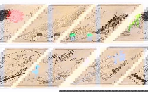 Jane Hammond (b. 1950): SIX WISHESSix relief prints with pochoir, 1999, on Japan paper, the sixth print signed, dated and numbered 18/25 in pencil, published by Pace Editions, New York, with full margins, framed together.She