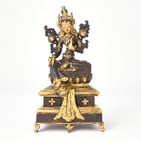 Nepalese Parcel Gilt Bronze Figure of Tara