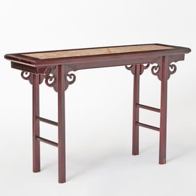 Chinese Marble-Inset Hardwood Table