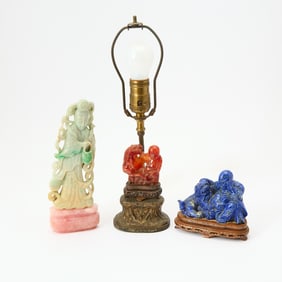 Three Chinese Hardstone Carvings Late Qing Dynasty-Republic Period
