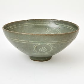 Korean Slip-Inlaid Celadon Bowl Likely Joseon Dynasty