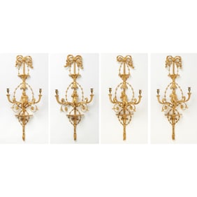 Set of Four George III Style Giltwood Two-Branch Wall-Lights