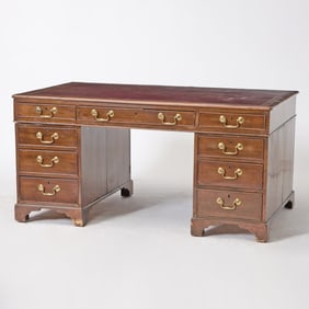 George III Mahogany Pedestal Partner’s Desk