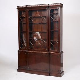 George III Style Mahogany Breakfront Cabinet
