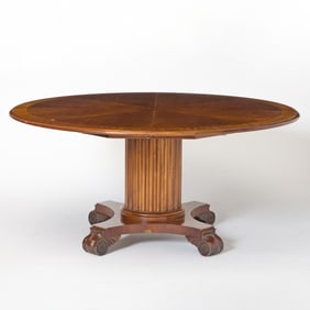 Regency Style Mahogany and Satinwood Crossbanded Dining Table
