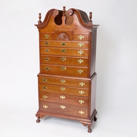 Chippendale Cherry Scroll-Top Chest on Chest