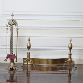 Group of Brass Fireplace Equipment