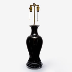 Chinese Black Glaze Porcelain Lamp
