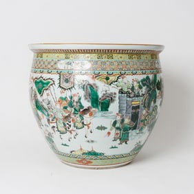 Chinese Famille Verte Porcelain Fish Bowl