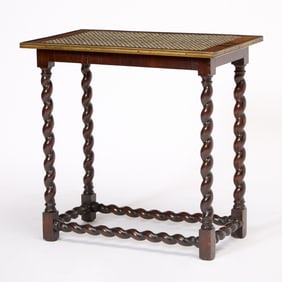 English Brass-Mounted, Bone-Inlaid Rosewood and Mahogany Side Table