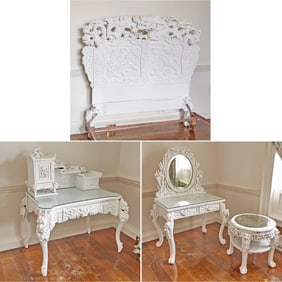 Suite of Japanese White Painted Furniture