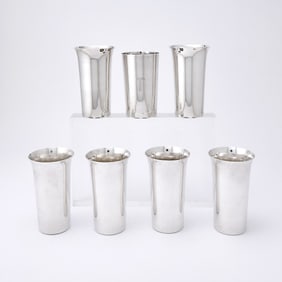Set of Six American Sterling Silver Beakers