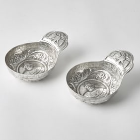 Two Russian Style Silver Plated Charkas
