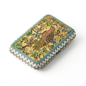 Russian Style Silver-Gilt and Plique-à-Jour Enamel Cigarette Case