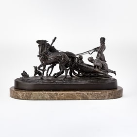 Russian Style Bronze Group of Departure of a Troika