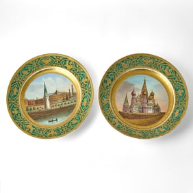 Two Russian Style Porcelain Chargers