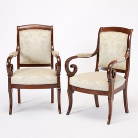 Pair of Louis Philippe Upholstered Fauteuils