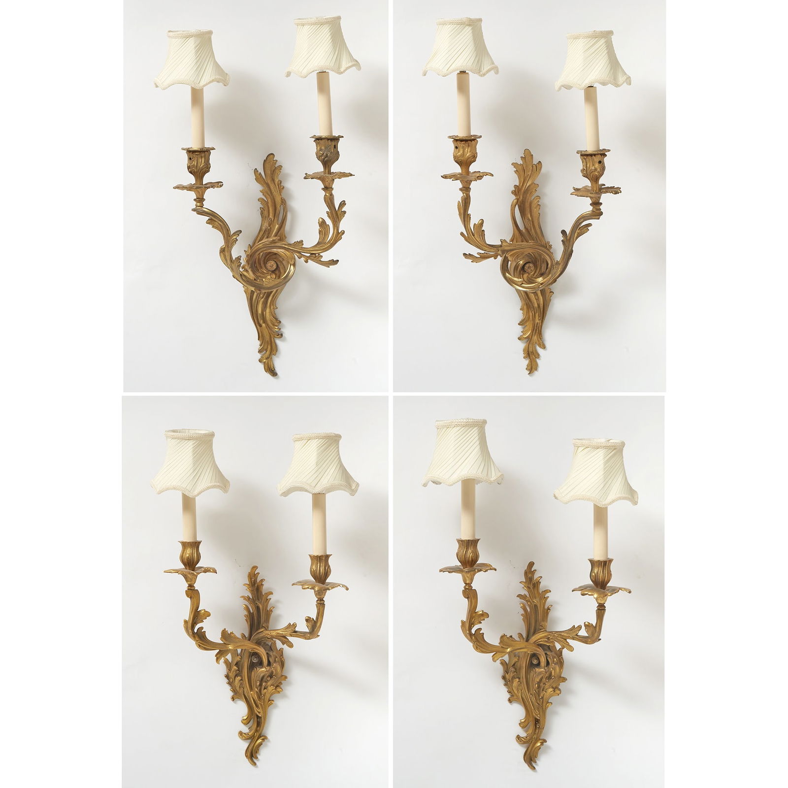 Two Similar Pairs of Louis XV Style Gilt-Metal Two-Light Wall Sconces (1 of 7)