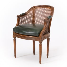 Louis XVI Style Caned Mahogany Bergère