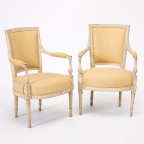 Pair of Louis XVI Painted Fauteuils