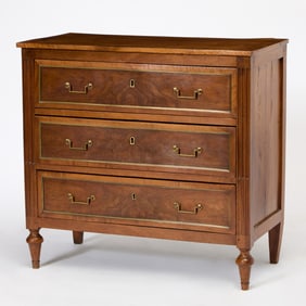 Louis XVI Style Fruitwood Three-Drawer Commode