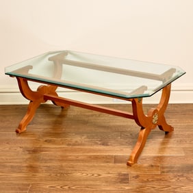 Empire Style Glass and Wood Low Table
