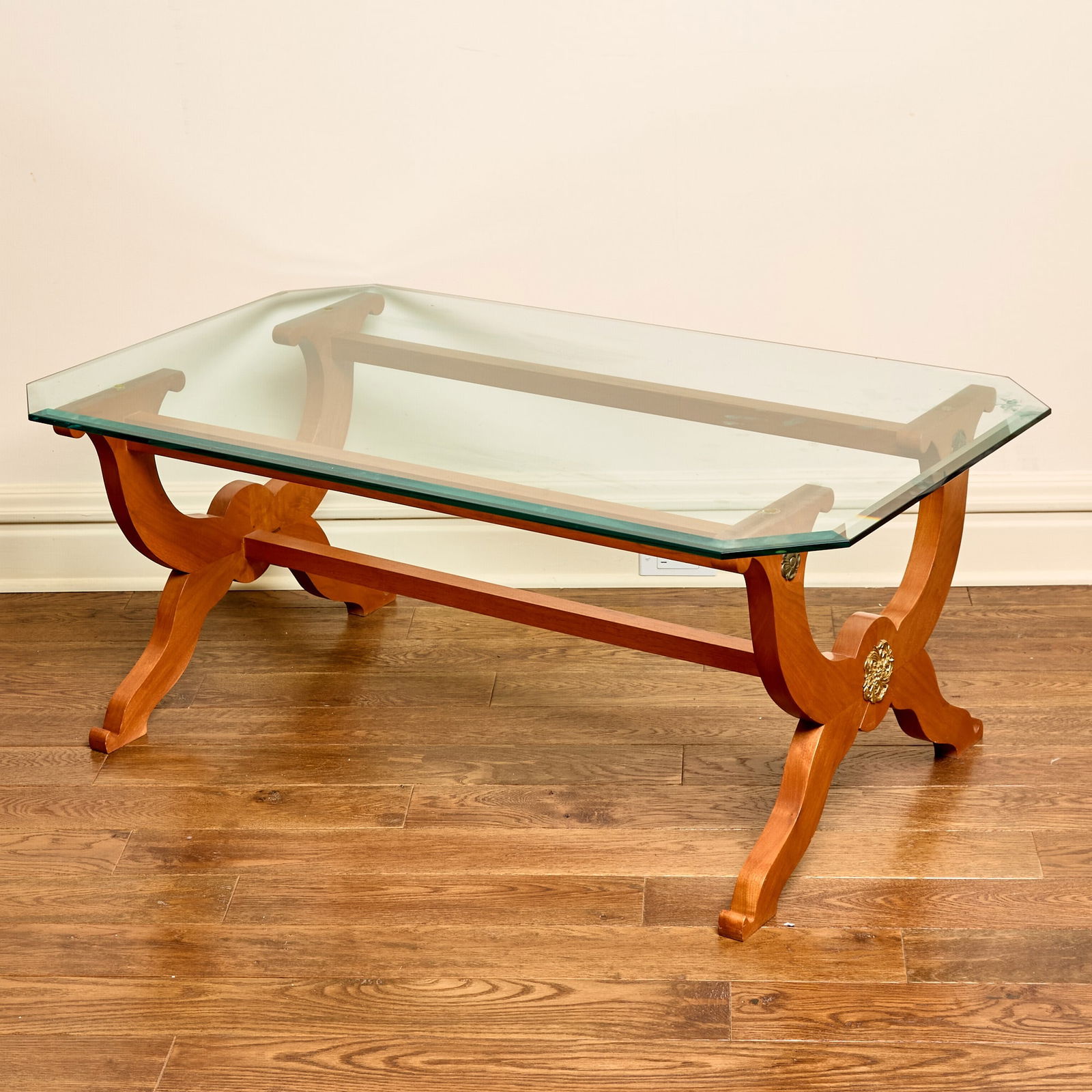 Empire Style Glass and Wood Low Table (1 of 2)