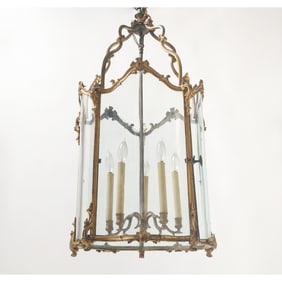 Louis XV Style Gilt-Metal and Glass Five-Light Lantern