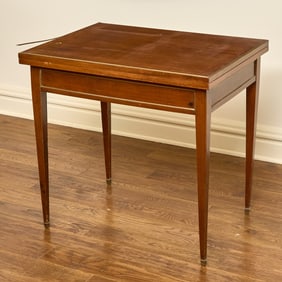 Neoclassical Style Brass and Mahogany Flip Top Games Table