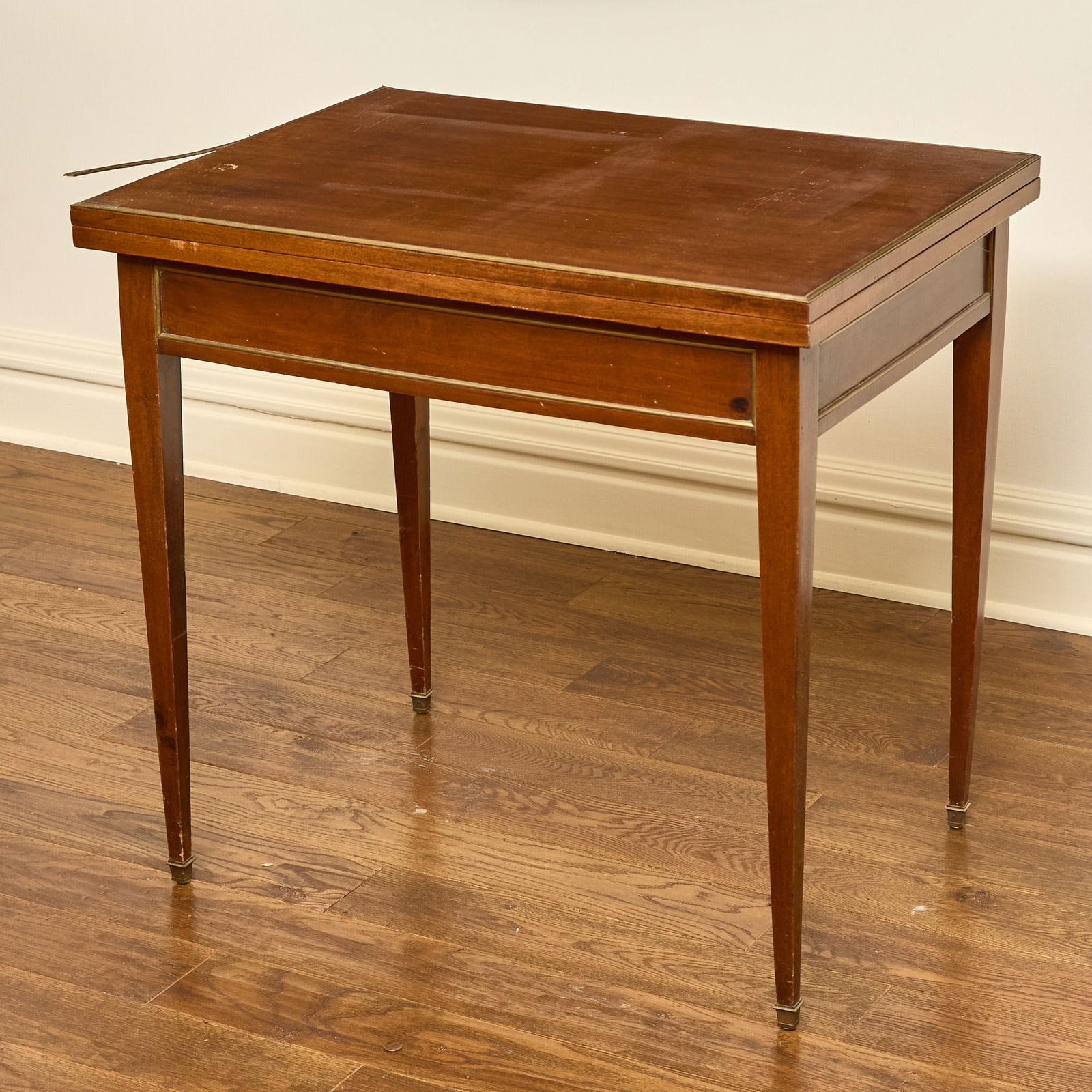 Neoclassical Style Brass and Mahogany Flip Top Games Table (1 of 2)