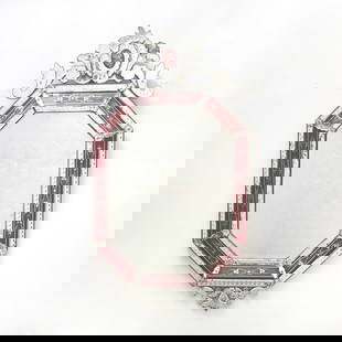 Venetian Etched Glass Mirror Border Mirror: Height 52 inches, width 32 inches.