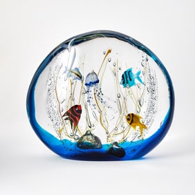Elio Raffaeli Murano Glass Aquarium Sculpture