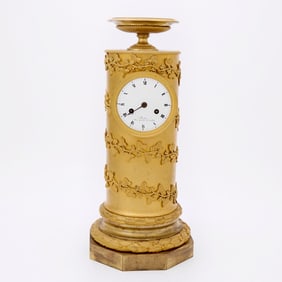 French Gilt Bronze Columnar Clock