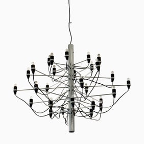 Gino Sarfatti for Flos Chromed Metal Thirty-Light "2097" Chandelier