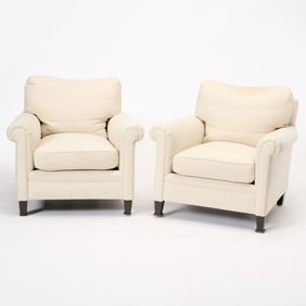 Pair of Upholstered Club Chairs
