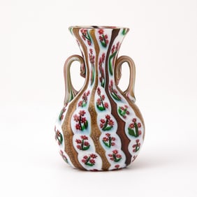 Murano Blown Glass Miniature Two-Handled Vase
