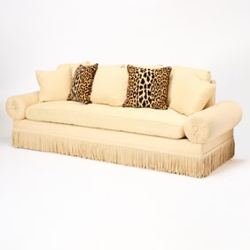 Upholstered and Fringed Sofa