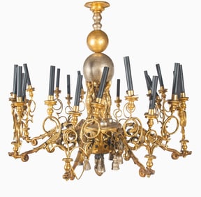 Continental Giltwood Twenty-Four-Light Chandelier