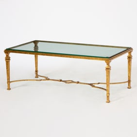 Gilt-Iron Glass Top Low Table