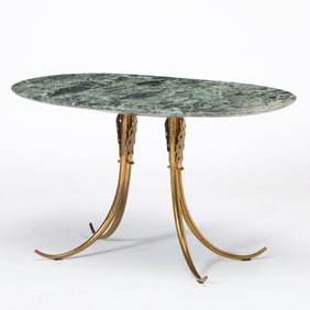 Italian Gilt Metal and Marble Top Low Table