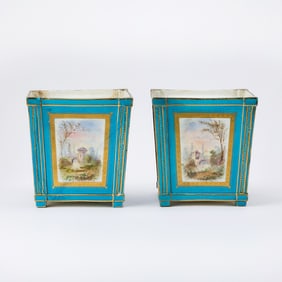 Pair of Sevres Style Porcelain Jardinieres